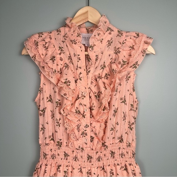 the shirt by rochelle behrens peach pink ruffled floral sleeveless dress size XS - Picture 5 of 10